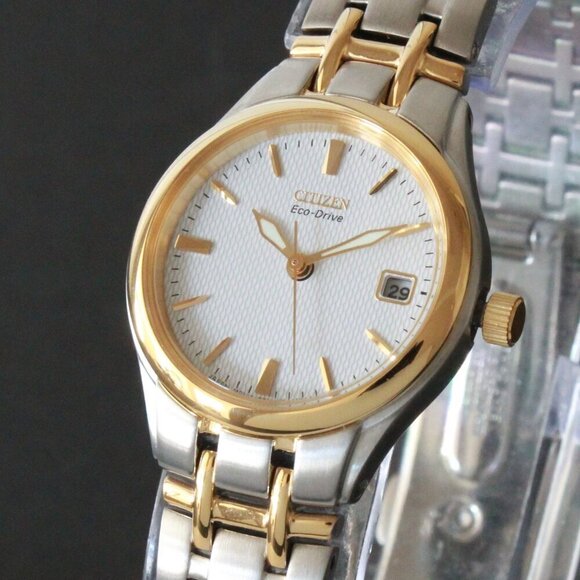 Eco Drive Women's Silhouette Calendar Two Tone 25mm - Picture 1 of 12